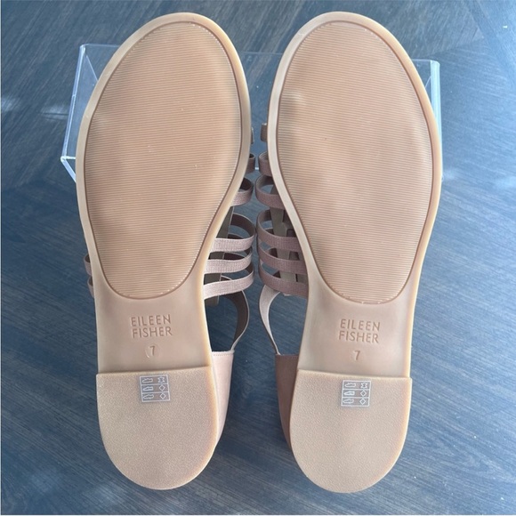 NEW Eileen Fisher Rato Elastic Tan Nubuck Gladiator‎ Sandals Flats Size 7.5 - Picture 5 of 7